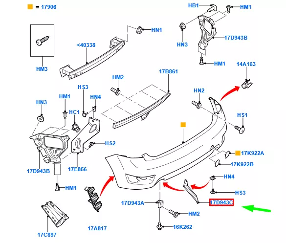 FORD FOCUS MK2 Rear Right Bumper Bracket 1366994 6M5Y-A17B918-AA NEW GENUINE