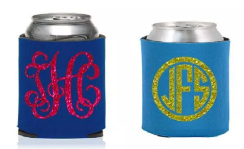 Glitter Monogram Koozie, Personalized Koozie, Custom Koozie