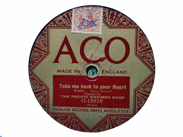 PACIFIC MARIMBA BAND - Take Me Back / WASHINGTON DANCE PLAYERS 78 rpm disc (A++)