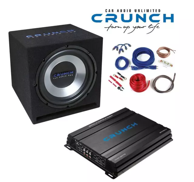 B-Ware Crunch CBP1000 4-Kanal Basspack Amplifier + Bass Reflex Subbox + Cable