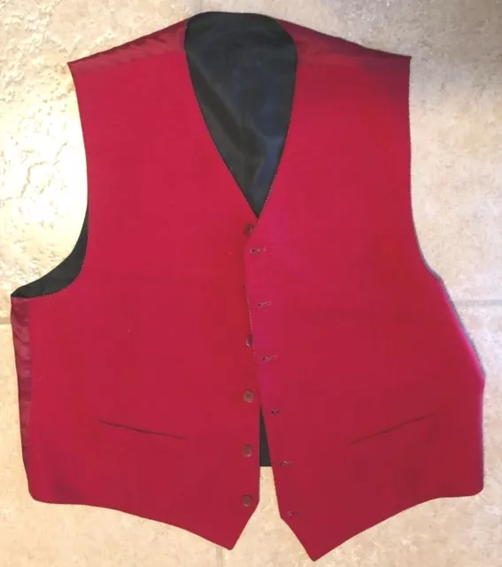 Vintage Red Black & White Check Vest Reversible Button Down Wool XL