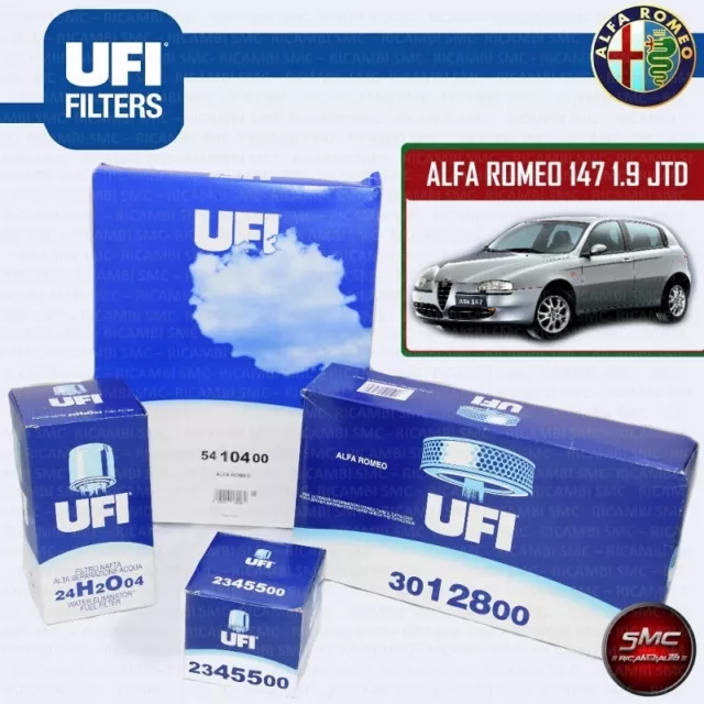 Kit Filtri Tagliando Ufi Alfa Romeo 147 1.9 1900 Jtd Jtdm Multijet 2003>