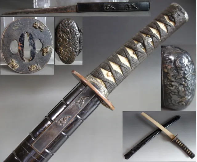 koshirae kiku fuchi kashira kojiri tsuba kizami saya Samurai Sword fitting