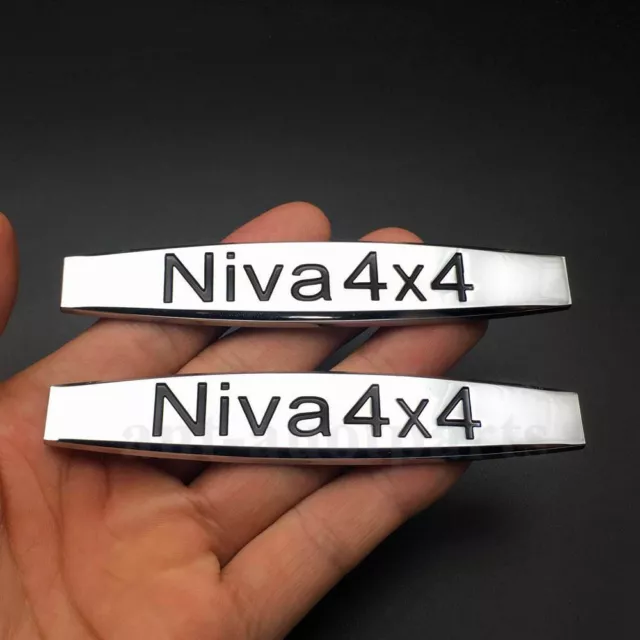 2pcs Metal Chrome Niva 4x4 Car Auto Emblems Decal Sticker Fender Skirts Badge