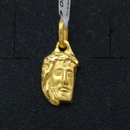 Pendentif Tête Du Christ En Or Jaune 18 Carats - 4.00 Gr, 20x13 Mm, Neuf Avec étiquettes