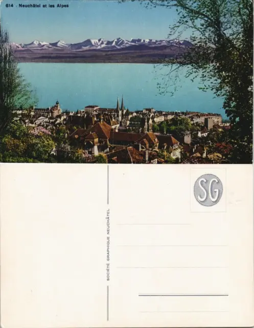 Ansichtskarte Neuenburg Neuchâtel (Neufchâtel) Stadt und Bergkette 1913