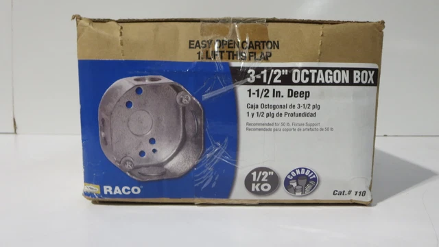 HUBBELL 110 3-1/2 in. Octagon Box,  1-1/2 in. Deep (BOX OF 25)