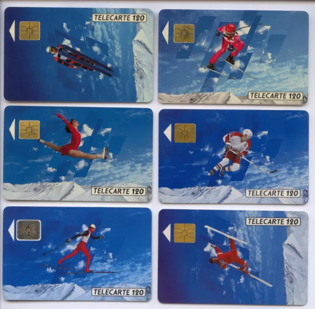 6 Telecarte / Phone Card .. France 120U Olympique Olympic 1992 Ski Mix Ut/Puce
