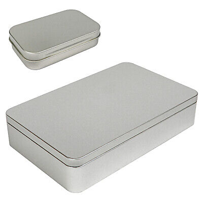8.5 by 5.3 by 1.9 Inch Silver Metal Rectangular Empty Tin Box Containers Storage
