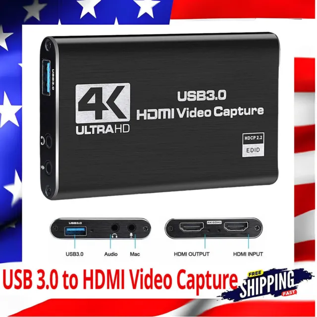 NEW 4K Audio Video Capture Card, USB 3.0 HDMI Video Capture Full HD Recording US