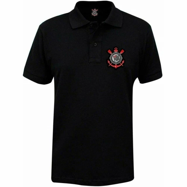 Polo en jersey noir Corinthians - SCCP | Brésil Soccer Taille M