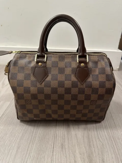 Auth Louis Vuitton Speedy Bandouliere 35 Damier Ebene N41182 With Invoice  LD347