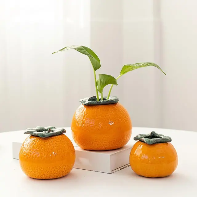 Pot de fleur en céramique en forme d'orange, jardinière pour bureau,