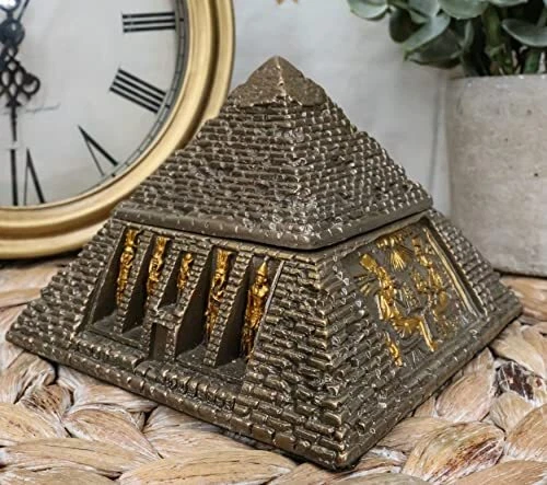 Ebros Bronzed Ancient Egyptian Gods & Deities Pyramid Jewelry Box Figurine