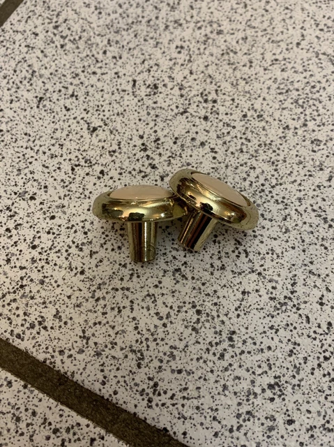 2 boutons beige laiton céramique tire rond tiroir armoire lourd milieu de siècle vintage 5
