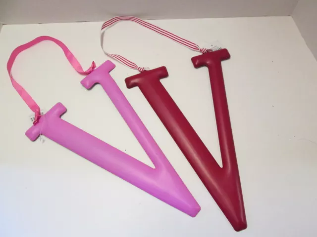 Initial Wall Hanger, Letter "V" by Mud Pie, Red or Pink, NEW