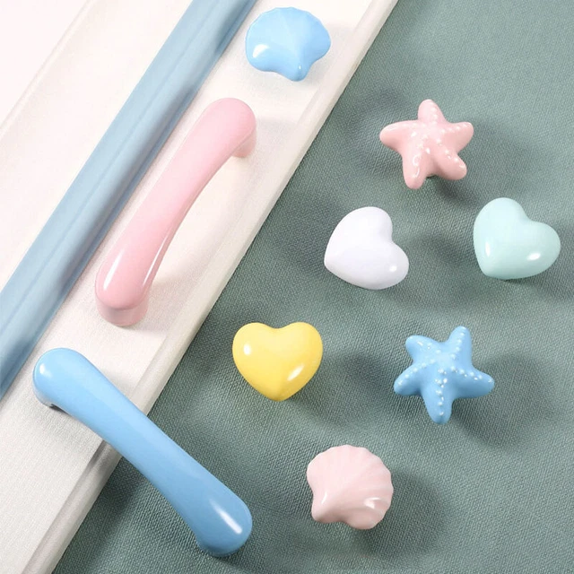 Ceramic Heart Star Shaped Cabinet Handles Drawer Wardrobe Handle Pull Door Knobs