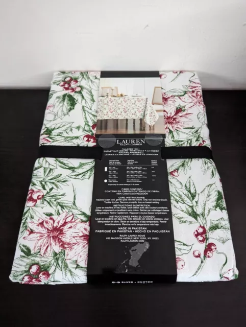 Ralph Lauren Christmas Tablecloth Large Holly 152cm x 213cm Rectangle 60" x 84" 3