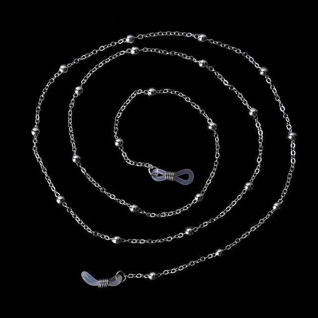 Brillenkette - Silberkette - mit Silberperlen - Modeschmuck - versilbert - 65 cm