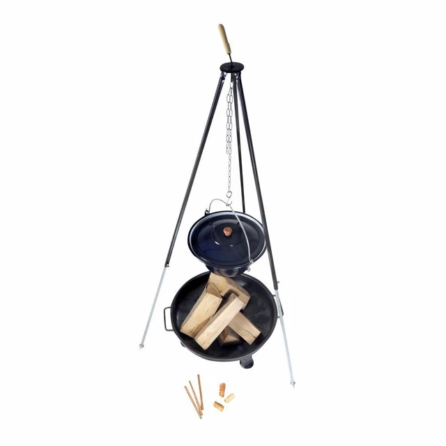 acerto® Ungarischer Gulaschkessel 22L Dreibein-Gestell 180cm Feuerschale 80cm