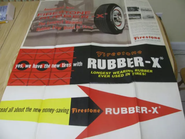 1958  Firestone  Tire & Rubber Huge Dealer Poster 44" X 34"  Not A Reprint! Rare