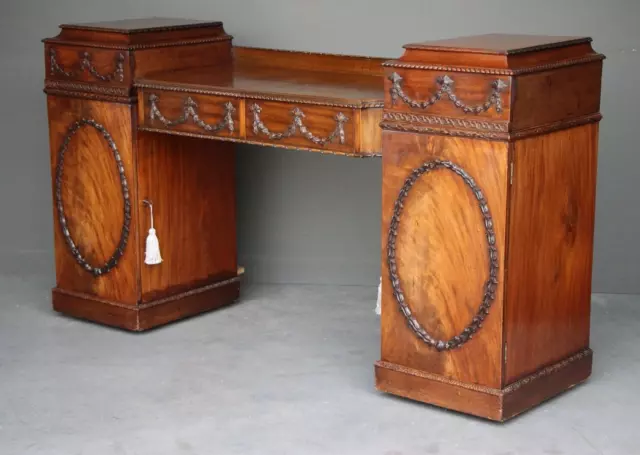 Antique 18th century Georgian Adams pedestal sideboard ornate carved fronts 1790
