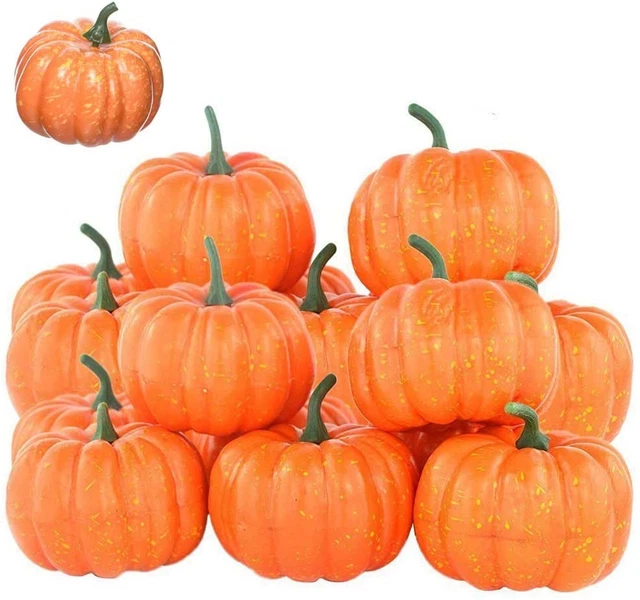 Mini calabazas artificiales Rocutus 12 piezas, mini calabazas de simulación realista