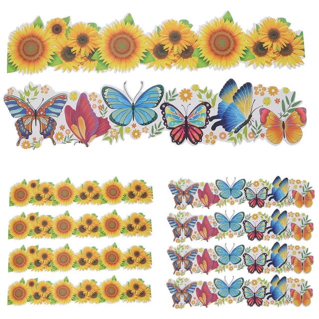 20 SUNFLOWER BULLETIN Board Borders with Butterfly Cut-Outs for ...