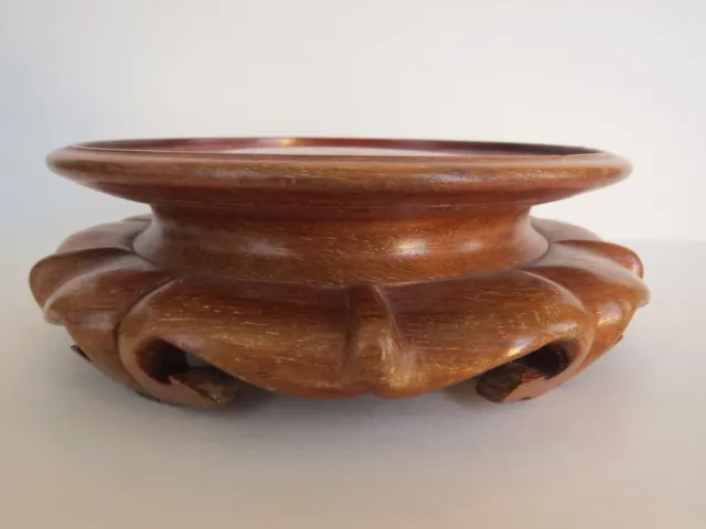 Light Rosewood Finish Round Base Vase/Jar/Bowl DISPLAY STAND 5.25” Interior Diam