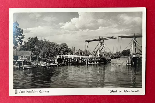Foto AK WIECK bei Greifswald 1936 Partie bei der Brücke   ( 136284