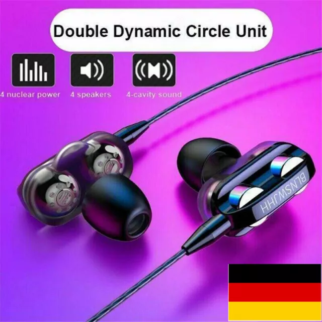 3,5 mm In Ear Super Bass Stereo Kopfhörer mit Kabel Sport Headset mit Mikrofon !