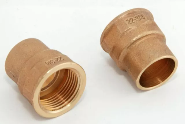 2x Rotguss Übergangsmuffen i/i 22mm-3/4" 4270g Rotgussfitting red brass gunmetal