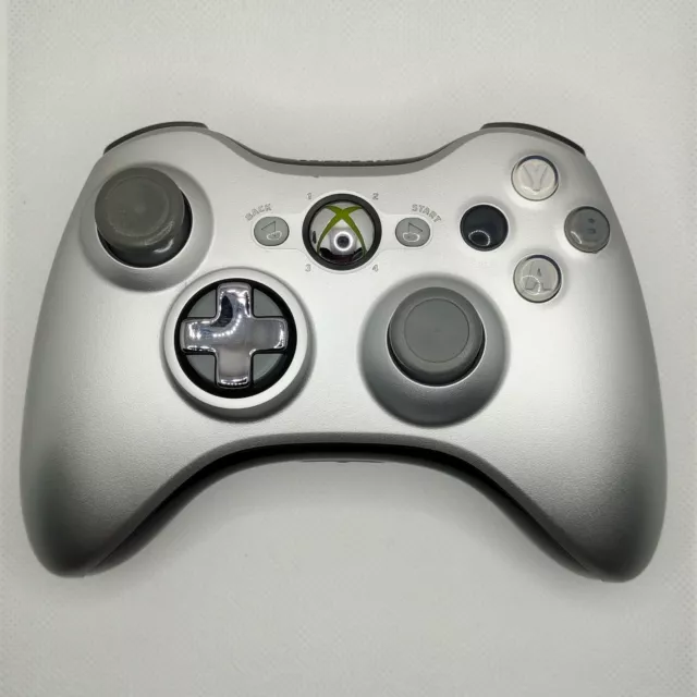 👻 Manette Sans Fil Officielle Microsoft Xbox 360 Grise Métallisée TBE Bluetooth
