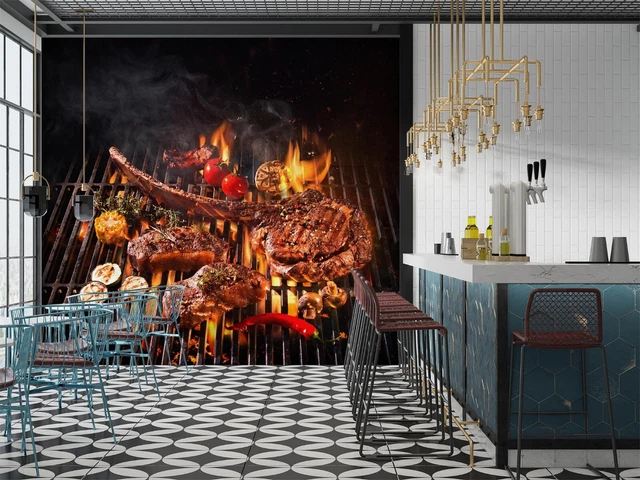 3D GRILL KEBAB Shop BBQ A7028 Wallpaper Wall Murals Self-adhesive