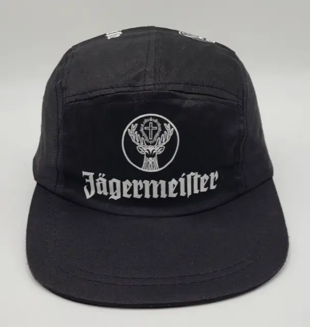 Vintage Jagermeister 5 panel Stretch Back Black Painters HAT CAP Spell out