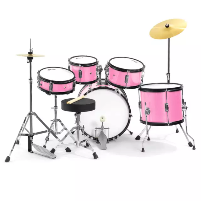 Tiger 5 Piece Junior Drum Kit - Drum Set for Kids in Pink with 6 Months Free 2