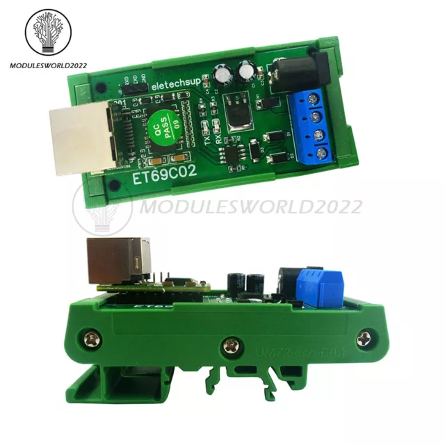 RS485 to Ethernet TCP/IP Converter MQTT Modbus RTU Module With or Without Rails