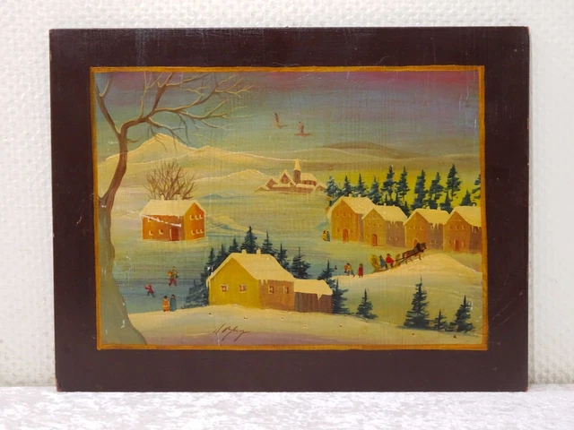 Urefvb - Antiguo Pintura Al Óleo en Madera Firmado - Vintage - Paisaje de