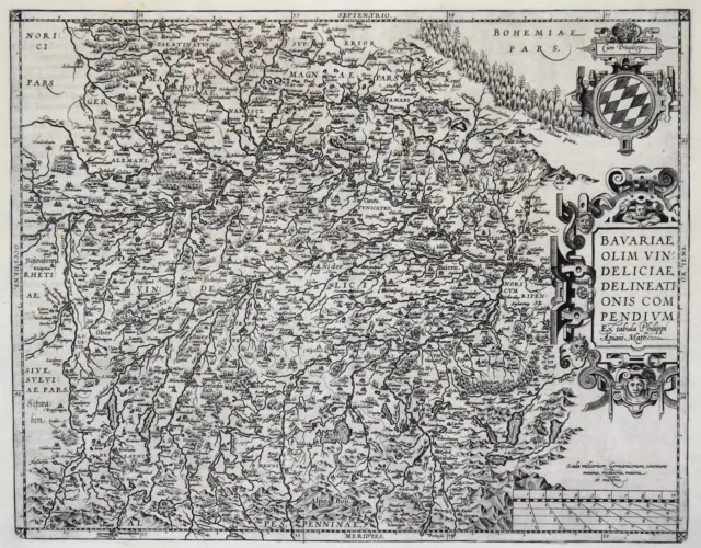 Ober- und Niederbayern Original Kupferstich Landkarte Ortelius 1608