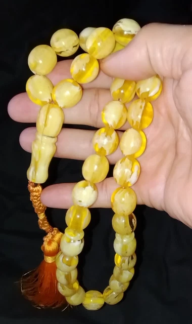 Antique Natural Baltic Amber Rosary 33 Islamic Prayer Beads 55.7Gr Misbaha