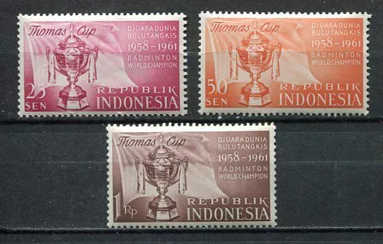 38147) 1958 INDONESIA MNH** Thomas Cup 3v - Badminton