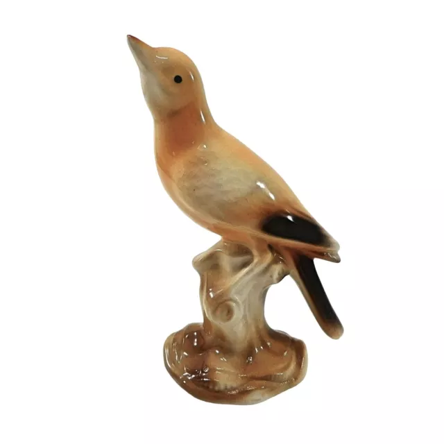 VIntage Porcelain Bird Figurine Royal Copley Yellow Peach Songbird Canary 6.25"