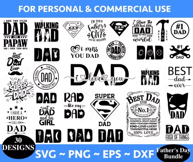 30 Father's Day SVG Bundle, Dad SVG, Best Dad SVG, Whiskey Label, Daddy Svg