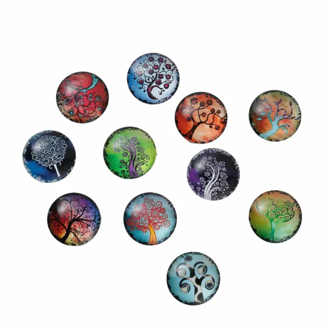 10 Tree of Life Round Cabochons - Glass Dome Sealed - Random Mix - 20mm - J79553