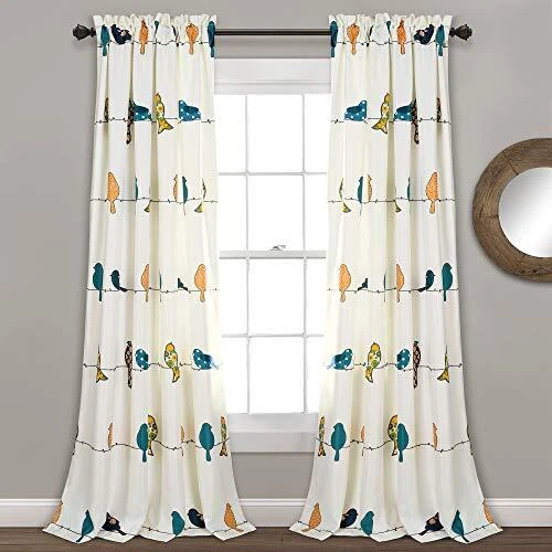 Rowley Birds Curtains Room Darkening Window Panel Set for Living, Dining, Bed...