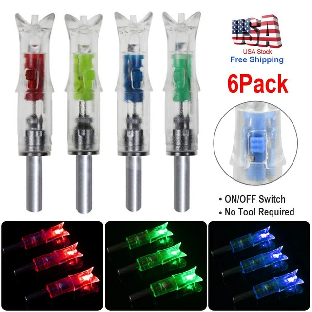 6Pcs Lighted Nocks for Crossbow With .300/7.62mm Inside Diameter LED Nocks Arrow