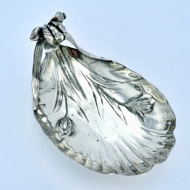 Francés Antiguo Art Nouveau Cuenco Tulipán Flor Catchall Christofle Plata Bañado
