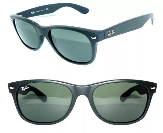 Ray Ban SONNENBRILLE SCHWARZ MATT GRÜN NEW WAYFARER RB 2132 622 55 L BRILLE 601