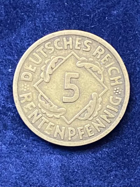 Sammlerstück Deutsches Reich 5 Rentenpfennig 1924 J oder A