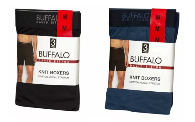 BUFFALO DAVID BITTON Knit Boxers Men XL Black Cotton Modal Stretch